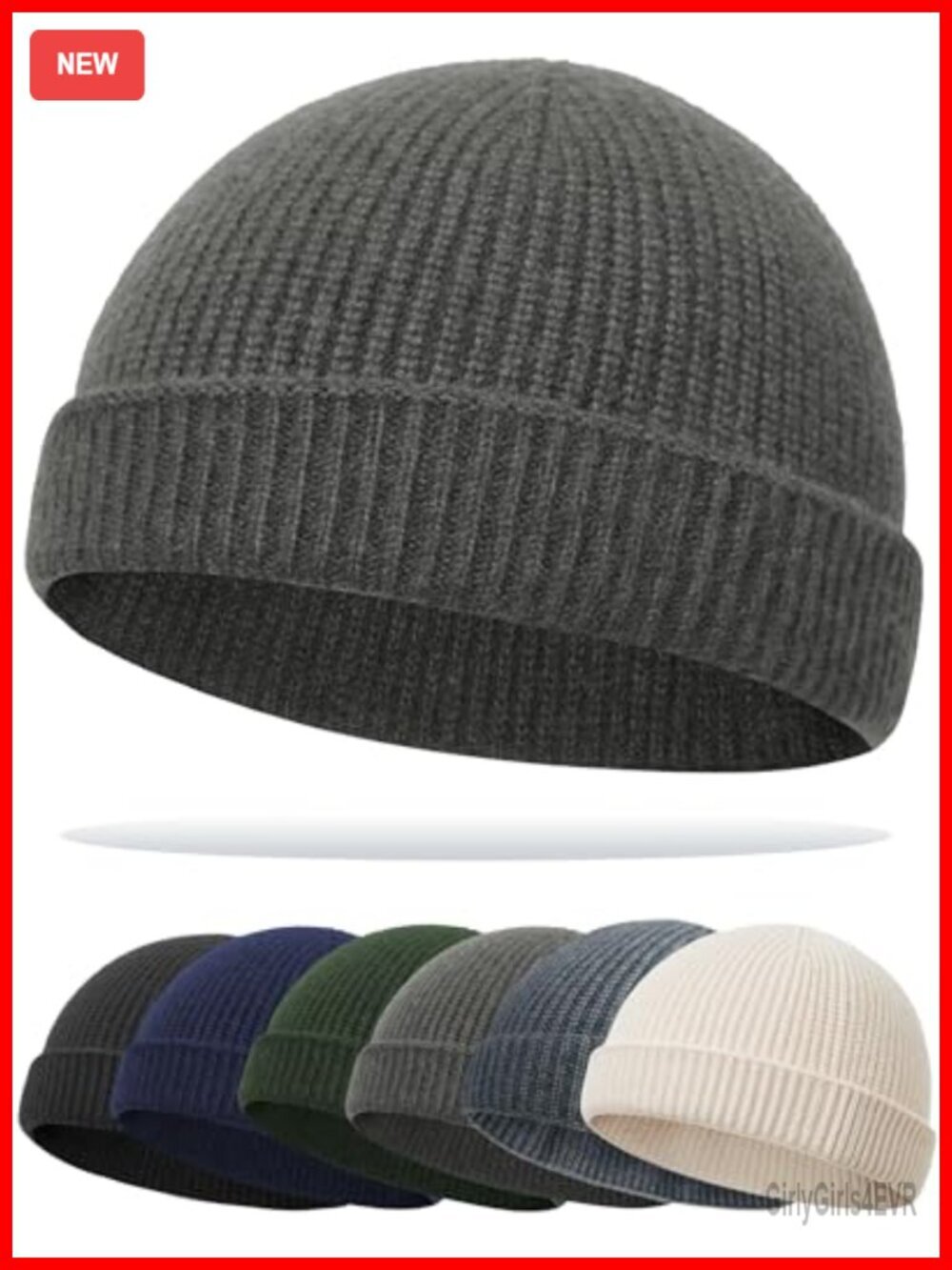 Merino Wool Blend Fisherman Beanie Hat - Unisex Knit Cuff Skull Cap